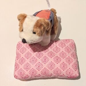 American Girl Joss HTF Pet Dog with Life Vest & Princess Bed Cushion